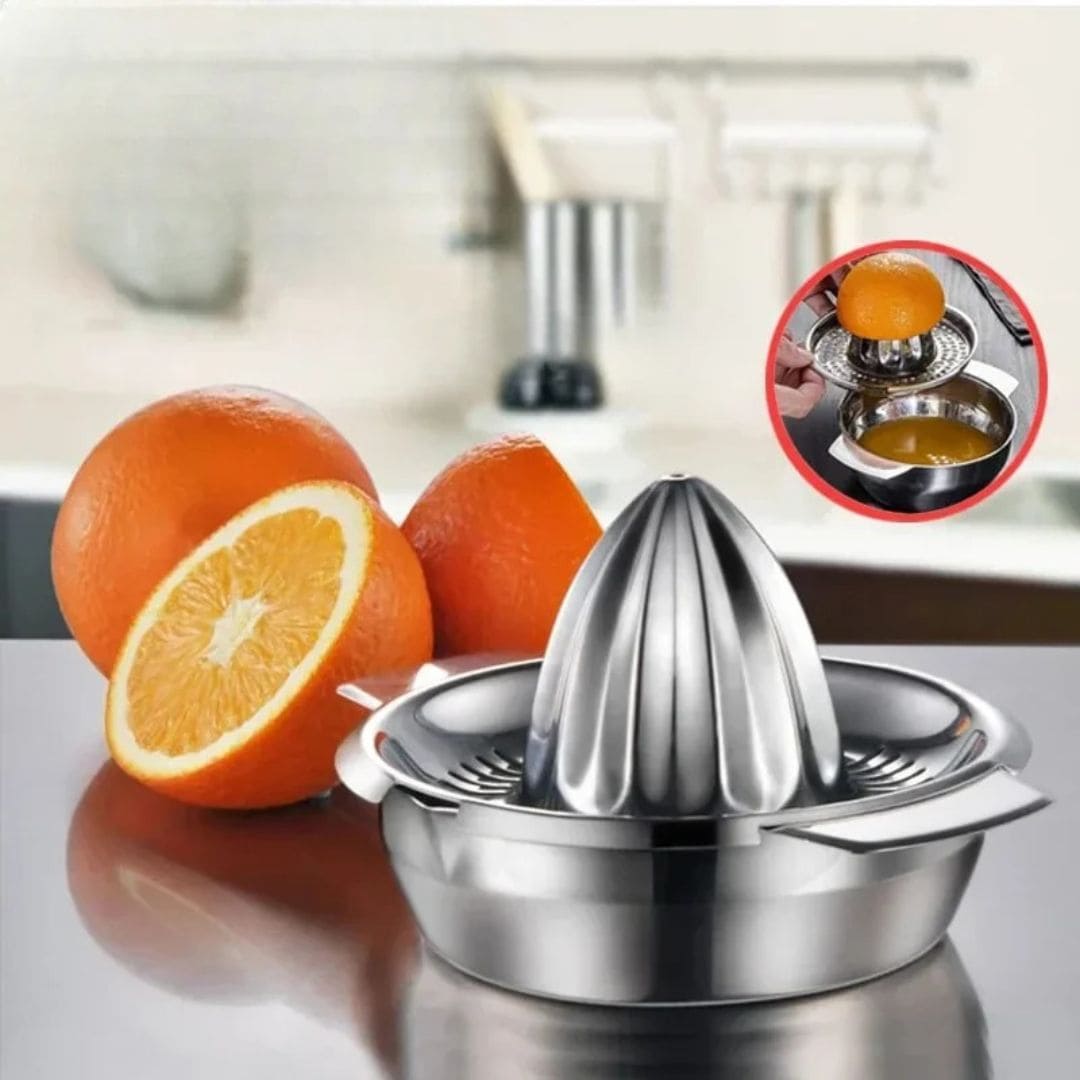 presse agrume manuel | JuicyPress™ en acier inoxydable avec bec verseur