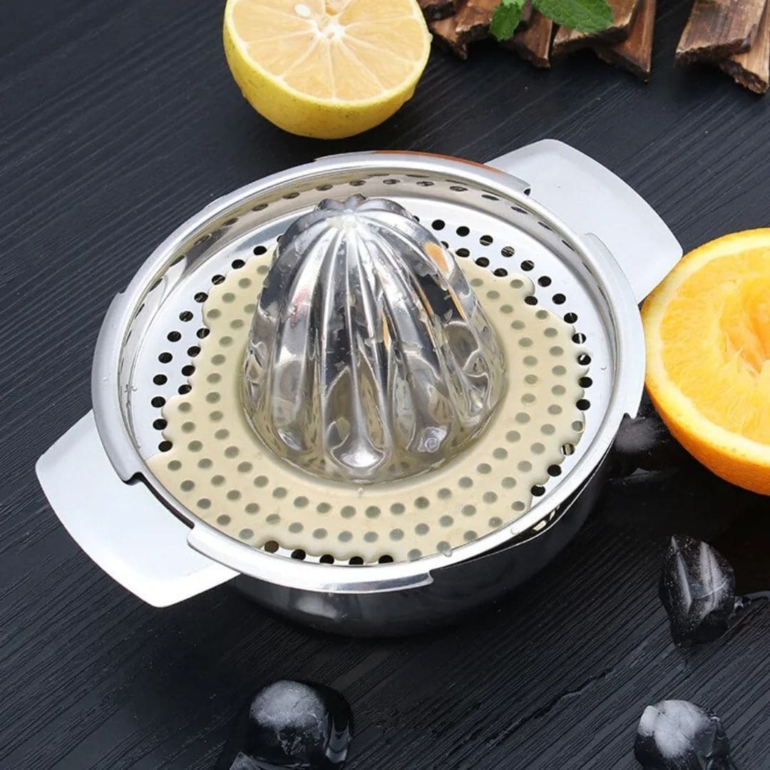 presse agrume manuel | JuicyPress™ en acier inoxydable avec bec verseur