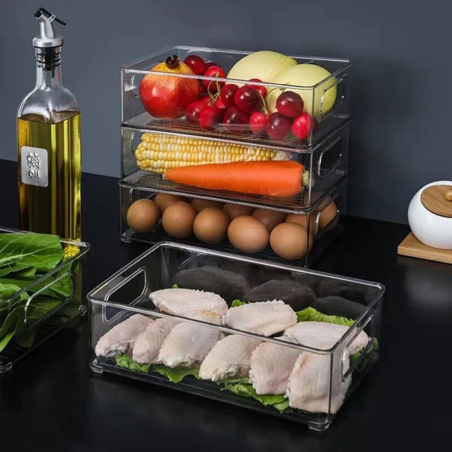 RANGEMENT FRIGO| Easy-Box™ Boîtes de Rangement Empilantes - L'USTENSILE CUISINE