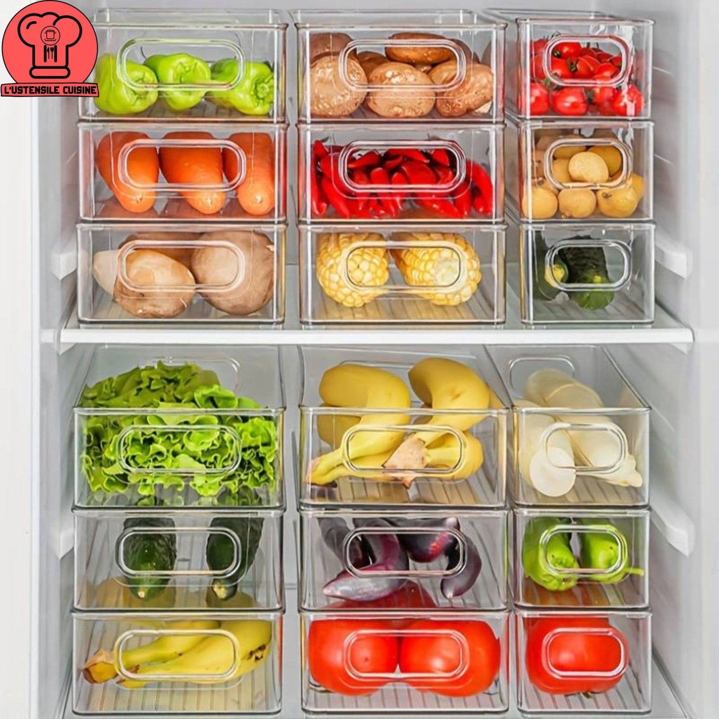 RANGEMENT FRIGO| Easy-Box™ Boîtes de Rangement Empilantes - L'USTENSILE CUISINE